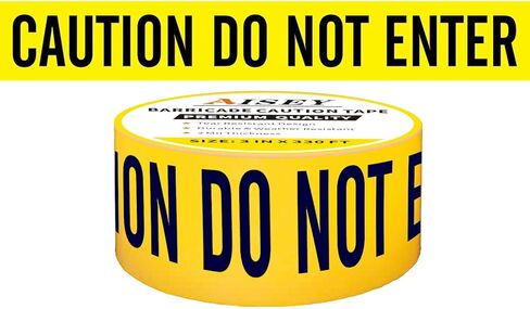 لفة شريط تحذير أصفر لا تدخل ، شريط تحذير الهالوين 3 "× 330 قدم - حاجز السلامة مخاطر تحذير شريط الحاجز للخطر/المناطق الخطرة ، التصميم المقاوم للدموع in Kuwait