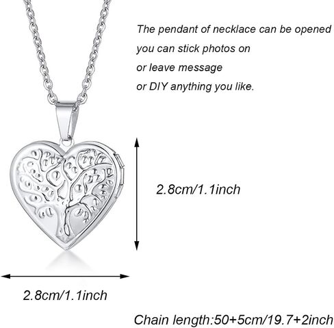 2 Pcs Locket Necklace that Holds Pictures Stainless Steel Locket Pendant Necklace Memory Photo Pendant Necklace for Women Girls in Kuwait