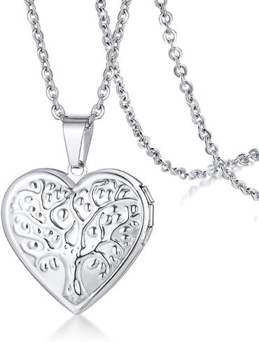 2 Pcs Locket Necklace that Holds Pictures Stainless Steel Locket Pendant Necklace Memory Photo Pendant Necklace for Women Girls in Kuwait