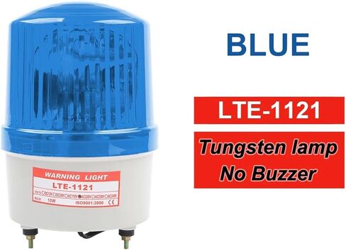 AC110V 220V DC12V/24V Warning Alarm Construction Lamp Bulb Rotating Beacon Traffic Light Siren LTE-1121 with/No Buzzer Sound(Blue,DC 12V) in Kuwait