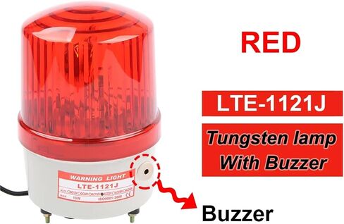 AC110V 220V DC12V/24V Warning Alarm Construction Lamp Bulb Rotating Beacon Traffic Light Siren LTE-1121 with/No Buzzer Sound(Blue,DC 12V) in Kuwait
