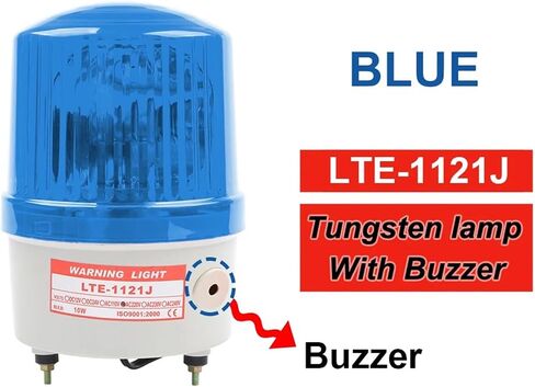 AC110V 220V DC12V/24V Warning Alarm Construction Lamp Bulb Rotating Beacon Traffic Light Siren LTE-1121 with/No Buzzer Sound(Blue,DC 12V) in Kuwait