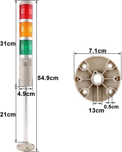 DC 12V 24V 110V 220V البرج الصناعي تحذير إشارة فلاش ثابت LGP-505 مصباح مؤشر LED مع الجرس (ضوء ثابت 24V) in Kuwait