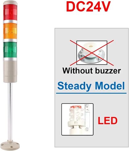 DC 12V 24V 110V 220V Industrial Tower Signal Warning Steady Flash Light LGP-505 LED Indicator lamp with Buzzer(Steady Light 24V) in Saudi Arabia