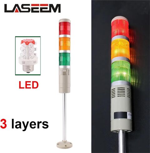 DC 12V 24V 110V 220V البرج الصناعي تحذير إشارة فلاش ثابت LGP-505 مصباح مؤشر LED مع الجرس (ضوء ثابت 24V) in Kuwait