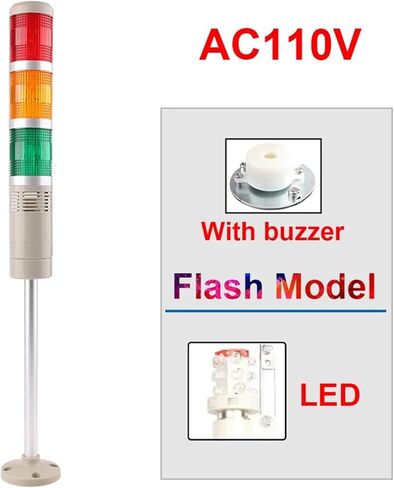 DC 12V 24V 110V 220V البرج الصناعي تحذير إشارة فلاش ثابت LGP-505 مصباح مؤشر LED مع الجرس (ضوء ثابت 24V) in Kuwait