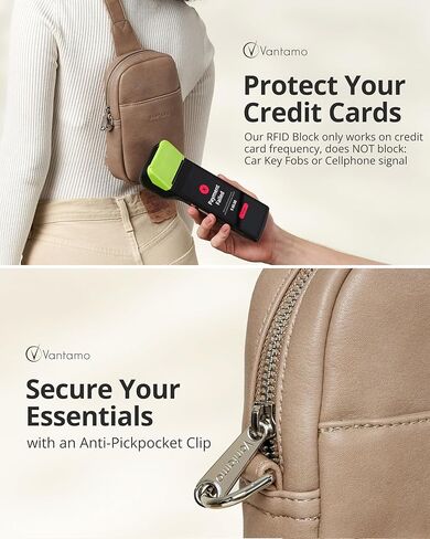 حقيبة حبال Vantamo للنساء حزام قابل للتعديل ، RFID ومكافحة كليب كليب كروس الجسم للنساء ، حزمة الجلود بو. in Kuwait