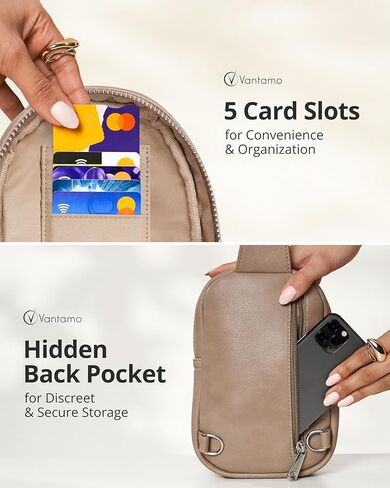 حقيبة حبال Vantamo للنساء حزام قابل للتعديل ، RFID ومكافحة كليب كليب كروس الجسم للنساء ، حزمة الجلود بو. in Kuwait