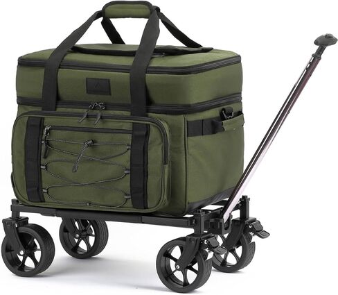 حقيبة برودة كبيرة محمولة ذات عجلات كبيرة 85 علبة مزدوجة سطح السفينة المبرد المعزول مع عجلات معزولة مع جميع عجلات التضاريس البارد التكتيكي الناعم المبرد لبرودة التخييم على الشاطئ التنزه in Kuwait