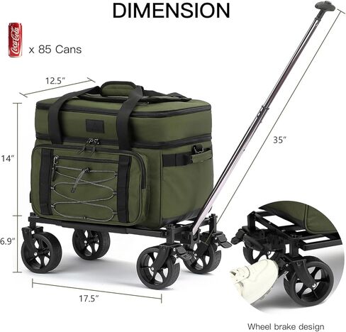 حقيبة برودة كبيرة محمولة ذات عجلات كبيرة 85 علبة مزدوجة سطح السفينة المبرد المعزول مع عجلات معزولة مع جميع عجلات التضاريس البارد التكتيكي الناعم المبرد لبرودة التخييم على الشاطئ التنزه in Kuwait