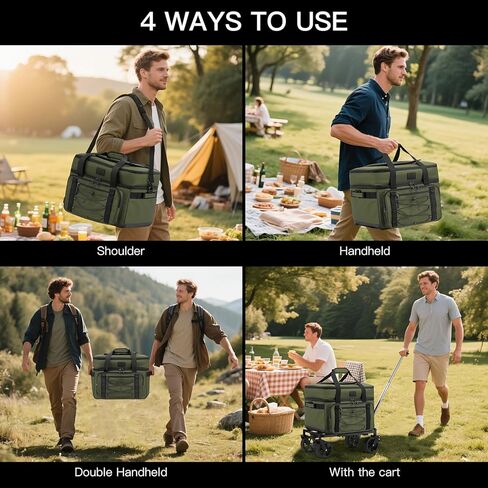 حقيبة برودة كبيرة محمولة ذات عجلات كبيرة 85 علبة مزدوجة سطح السفينة المبرد المعزول مع عجلات معزولة مع جميع عجلات التضاريس البارد التكتيكي الناعم المبرد لبرودة التخييم على الشاطئ التنزه in Kuwait