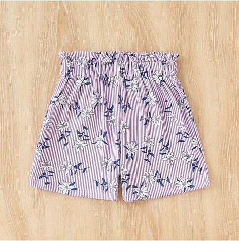 الأطفال الصغار الفتيات الفتيات الصيفية تصميم زر مخطط دبابة أعلى + شورتات مرنة الأزهار 2 قطعة in Kuwait