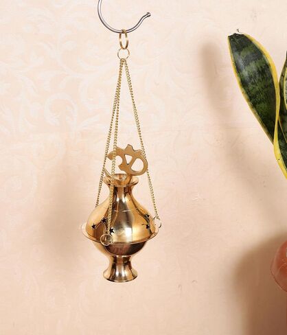 Indian Consigners Brass Altar Incense Charcoal Burner Holder with Chain (Cross) in Saudi Arabia