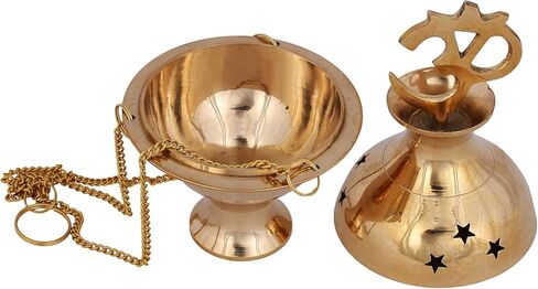 Indian Consigners Brass Altar Incense Charcoal Burner Holder with Chain (Cross) in Saudi Arabia