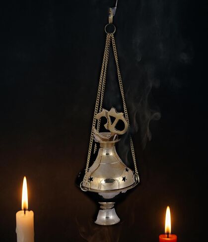 Indian Consigners Brass Altar Incense Charcoal Burner Holder with Chain (Cross) in Saudi Arabia