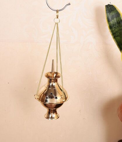 Indian Consigners Brass Altar Incense Charcoal Burner Holder with Chain (Cross) in Saudi Arabia