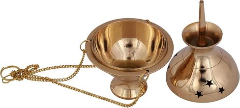 Indian Consigners Brass Altar Incense Charcoal Burner Holder with Chain (Cross) in Saudi Arabia