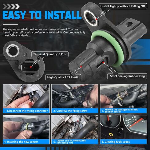 مستشعر موضع عمود الحدبات المحرك 13627525014 متوافق مع BMW 128i 135i 228i 325i 328i 335i 435i 528i 535i 650i M2 M3 M4 x1 x3 x4 x5 x6 z4،1pc in Kuwait