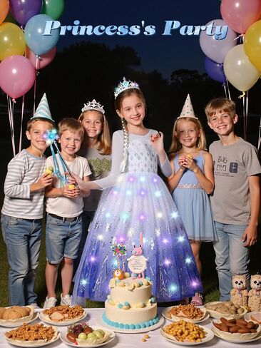Light Up Princess Dress for Girls - Long Sleeve Halloween & Birthday Costume, Ages 3-9 in Saudi Arabia