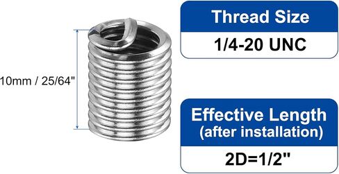 uxcell 50pcs Wire Thread Inserts 8-32 UNC 1.5D(1/4") 304 Stainless Steel Helical Type Coiled Thread Repair Kit Wire Screw Threaded Sleeve Sheath for Mechanical Equipment in Saudi Arabia