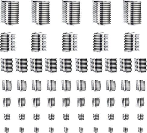 60Pcs Wire Thread Inserts, Coiled Helicoil Wire Inner Thread Inserts 304 Stainless Steel, Helical Coiled Wire Repair Threaded Sleeve Assortment Kit for Helical Repair M3 M4 M5 M6 M8 M10 M12 in Saudi Arabia