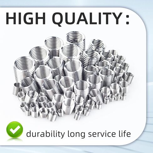 60Pcs Wire Thread Inserts, Coiled Helicoil Wire Inner Thread Inserts 304 Stainless Steel, Helical Coiled Wire Repair Threaded Sleeve Assortment Kit for Helical Repair M3 M4 M5 M6 M8 M10 M12 in Saudi Arabia