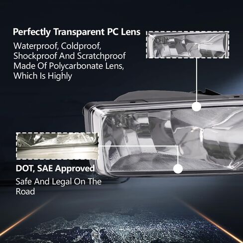 PIT66 Fog Lights, Compatible with 2007-2015 Chevy Silverado 1500/07-14 Silverado 2500HD 3500HD/ 07-13 Chevy Avalanche/ 07-08 Cadillac Escalade, Front Left & Right Fog Lamps, Clear in Saudi Arabia