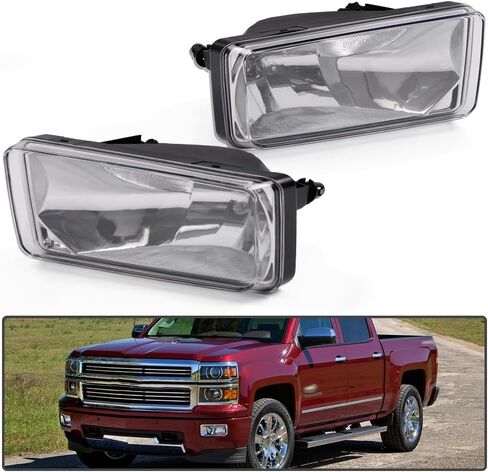 PIT66 Fog Lights, Compatible with 2007-2015 Chevy Silverado 1500/07-14 Silverado 2500HD 3500HD/ 07-13 Chevy Avalanche/ 07-08 Cadillac Escalade, Front Left & Right Fog Lamps, Clear in Saudi Arabia