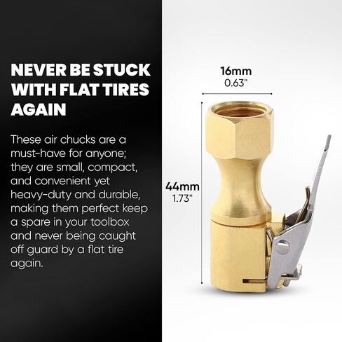 Air Chuck, Closed Flow Heavy-Duty Locking Tire Air Chuck, With Quick Connect, Solid Brass, 1/4 Inch Female NPT Thread, 250 PSI, Fits Most Air Hose, Air Inflators, - 2 in a Pack in Saudi Arabia