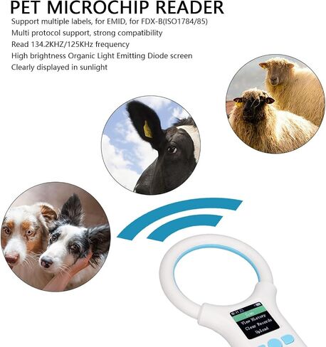 Liebewh pet microgroghip ID Scanner USB شحن العلامة الحيوانية مع ضوء عضوي ينبعث منه شاشة الشاشة الحيوانية in Saudi Arabia