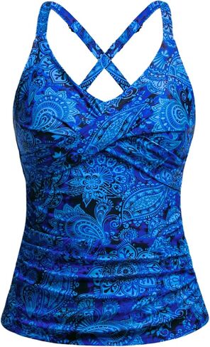 Women Tankini Bathing Suit Top - Twist Front V Neck Swim Top Only Cross Tummy Control Swimsuit 2025 in Saudi Arabia