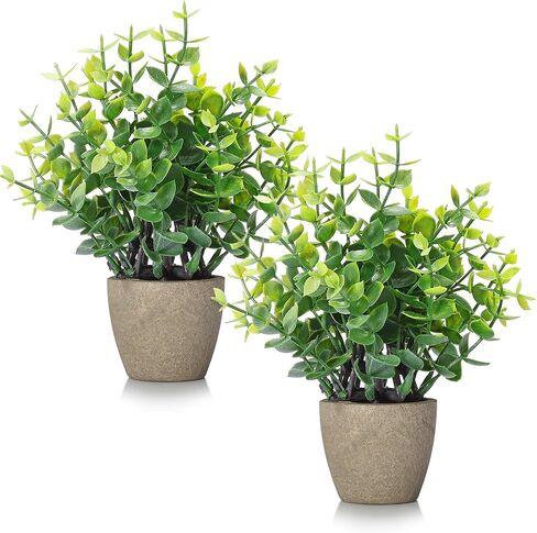4 Pack Fake Plants Ceramic Mini Artificial Greenery Potted Plants for Home Decor Office Decor Room Decor Farmhouse Decor Indoor Table Bathroom Decor in Kuwait