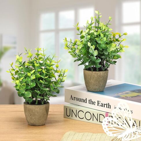 4 Pack Fake Plants Ceramic Mini Artificial Greenery Potted Plants for Home Decor Office Decor Room Decor Farmhouse Decor Indoor Table Bathroom Decor in Kuwait