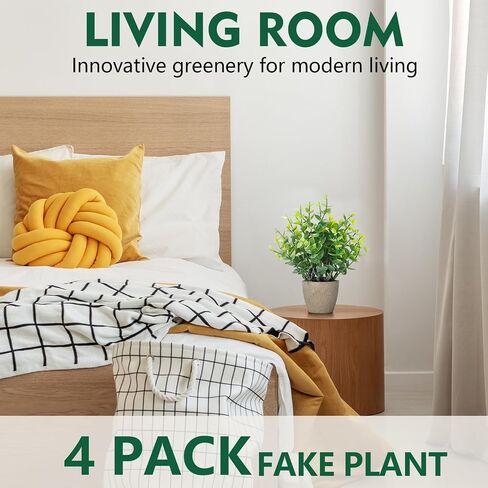 4 Pack Fake Plants Ceramic Mini Artificial Greenery Potted Plants for Home Decor Office Decor Room Decor Farmhouse Decor Indoor Table Bathroom Decor in Kuwait