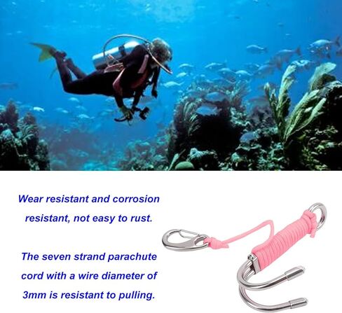 Diving Drift Hook Double Dual Stainless Steel Scuba Diving Hook with Strong Cord for Cave Diving and Strong Currents 316 Stainless Steel 124g in Kuwait