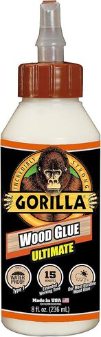 Gorilla Ultimate Waterproof Wood Glue, Natural Wood Color, 8 Ounce (Pack of 1) - Waterproof for Indoor or Outdoor Projects and Repairs in Kuwait