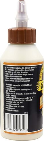 Gorilla Ultimate Waterproof Wood Glue, Natural Wood Color, 8 Ounce (Pack of 1) - Waterproof for Indoor or Outdoor Projects and Repairs in Kuwait