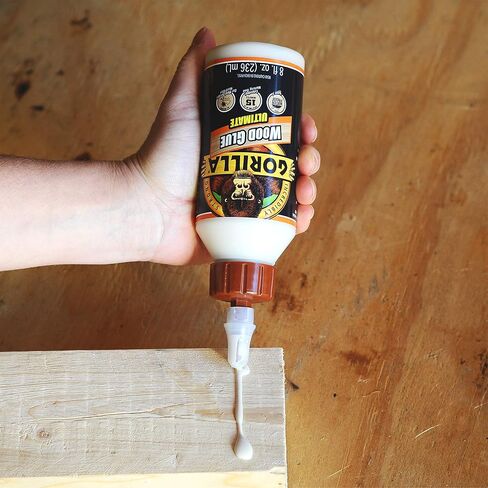 Gorilla Ultimate Waterproof Wood Glue, Natural Wood Color, 8 Ounce (Pack of 1) - Waterproof for Indoor or Outdoor Projects and Repairs in Kuwait