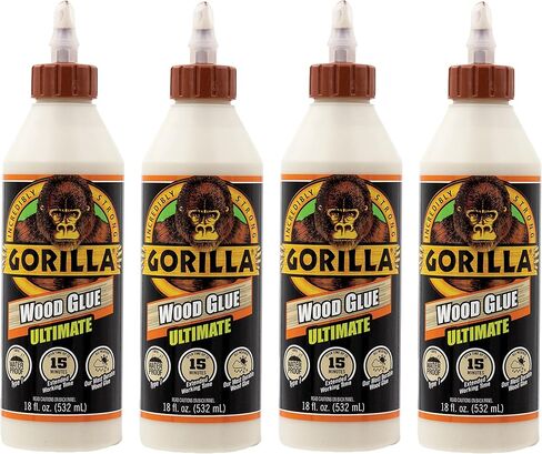 Gorilla Ultimate Waterproof Wood Glue, Natural Wood Color, 8 Ounce (Pack of 1) - Waterproof for Indoor or Outdoor Projects and Repairs in Kuwait