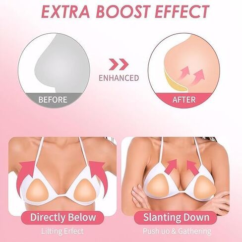 Sticky Push Up Bra Inserts 2 Pairs-Double Sided Sticky Waterproof Bra Pads for Volume in Kuwait
