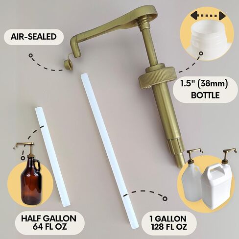 eBun 2-Pack Sauce Pump Dispenser Compatible with 64 oz Torani, Ghirardelli, Davinci, Fontana, Hershey's Containers, Chocolate & Caramel Sauce, Half Gallon & 1 Gallon Pump Dispenser for Popcorn Butter in Saudi Arabia