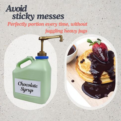 eBun 2-Pack Sauce Pump Dispenser Compatible with 64 oz Torani, Ghirardelli, Davinci, Fontana, Hershey's Containers, Chocolate & Caramel Sauce, Half Gallon & 1 Gallon Pump Dispenser for Popcorn Butter in Saudi Arabia