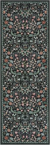 Lahome Floral 5x7 Living Room Rugs, Green Machine Washable Area Rugs for Bedroom Rubber Backed, Botanical Thin Stain-Resistant Carpet for Dining Room, Guestroom, Kids Room in Saudi Arabia
