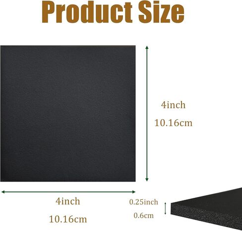 4 Pieces Adhesive Foam Padding 1/4 in Thick X 4 in X 4 in, Anti Vibration Pads, Closed Cell Foam Pads for Anti-Slip, Shock Absorption in Kuwait