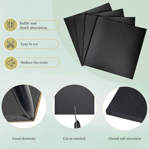 4 Pieces Adhesive Foam Padding 1/4 in Thick X 4 in X 4 in, Anti Vibration Pads, Closed Cell Foam Pads for Anti-Slip, Shock Absorption in Kuwait
