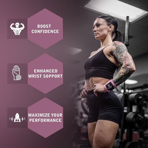 Improved Lifting Support & Stability - Gym Wrist Wraps for Weightlifting 14" Premium Quality Hand Wraps with Thumb Loop - Weight Lifting Wrist Wraps for Pain & Support in Kuwait