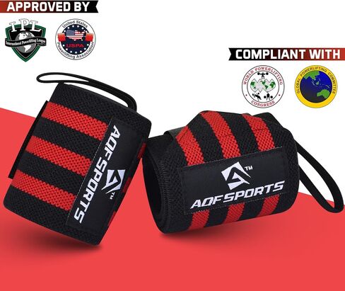 AQF Wrist Wraps for Weightlifting - USPA & IPL Approved 18" Gym Wrist Support with Thumb Loop - Heavy Duty Lifting Wrist Straps for Fitness, Workout, Powerlifting, & Bodybuilding (Pair) in Saudi Arabia