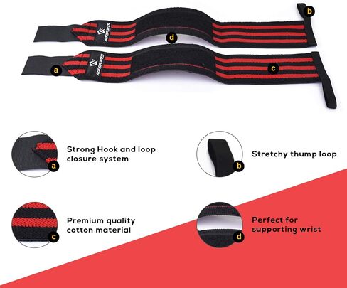 AQF Wrist Wraps for Weightlifting - USPA & IPL Approved 18" Gym Wrist Support with Thumb Loop - Heavy Duty Lifting Wrist Straps for Fitness, Workout, Powerlifting, & Bodybuilding (Pair) in Saudi Arabia