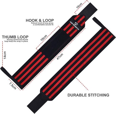 AQF Wrist Wraps for Weightlifting - USPA & IPL Approved 18" Gym Wrist Support with Thumb Loop - Heavy Duty Lifting Wrist Straps for Fitness, Workout, Powerlifting, & Bodybuilding (Pair) in Saudi Arabia