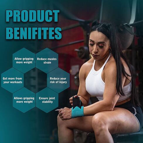 Improved Lifting Support & Stability - Gym Wrist Wraps for Weightlifting 14" Premium Quality Hand Wraps with Thumb Loop - Weight Lifting Wrist Wraps for Pain & Support in Kuwait